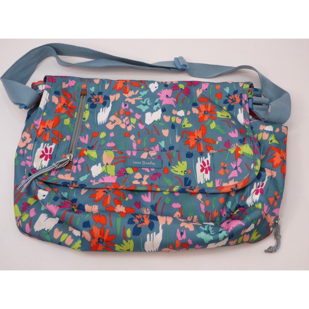 Vera Bradley Lighten Up Messenger Laptop Bag Superbloom Sketch Floral Crossbody